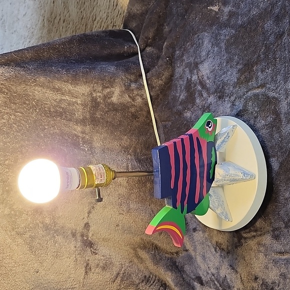 California kids Multicolor Fish table lamp 2 bulbs possibly vintage - Picture 1 of 8